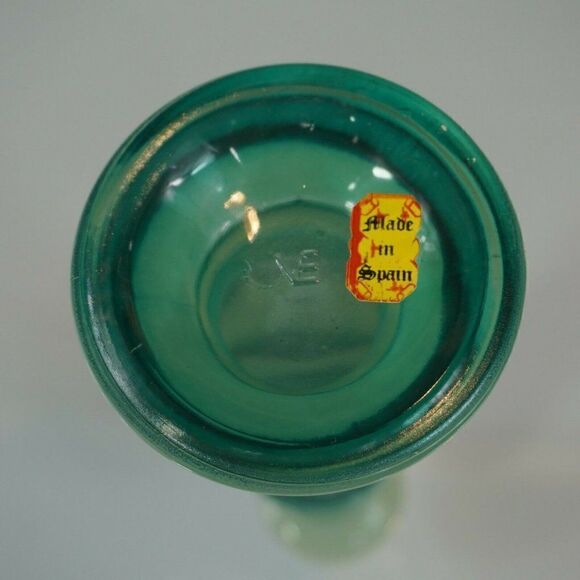 Vintage Swirl Glass Bud Vase Shades Of Green Made in Spain Hallmarked YE - Picture 10 of 10